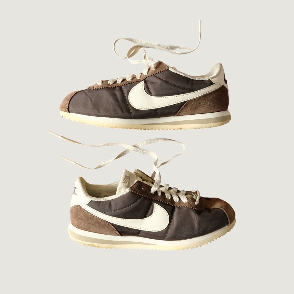 Nike Cortez Sneakers Brown Suede Nylon Low Top Retro Running Shoes Womens 8.5